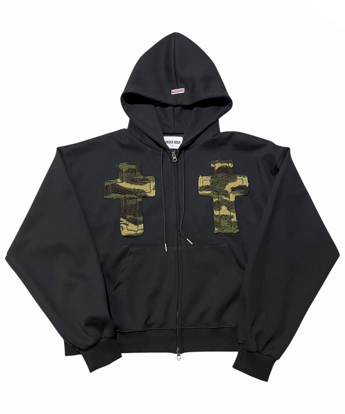 스케이터락(SK8ER ROCK) Striking Cross Sweat Hood Zip-Up ((black))