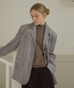 디얼 스웨이드 싱글 자켓_gray