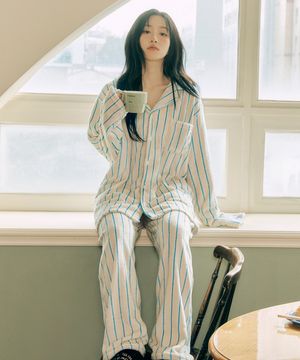 플러피 크리미 긴팔 커플 수면 잠옷 세트