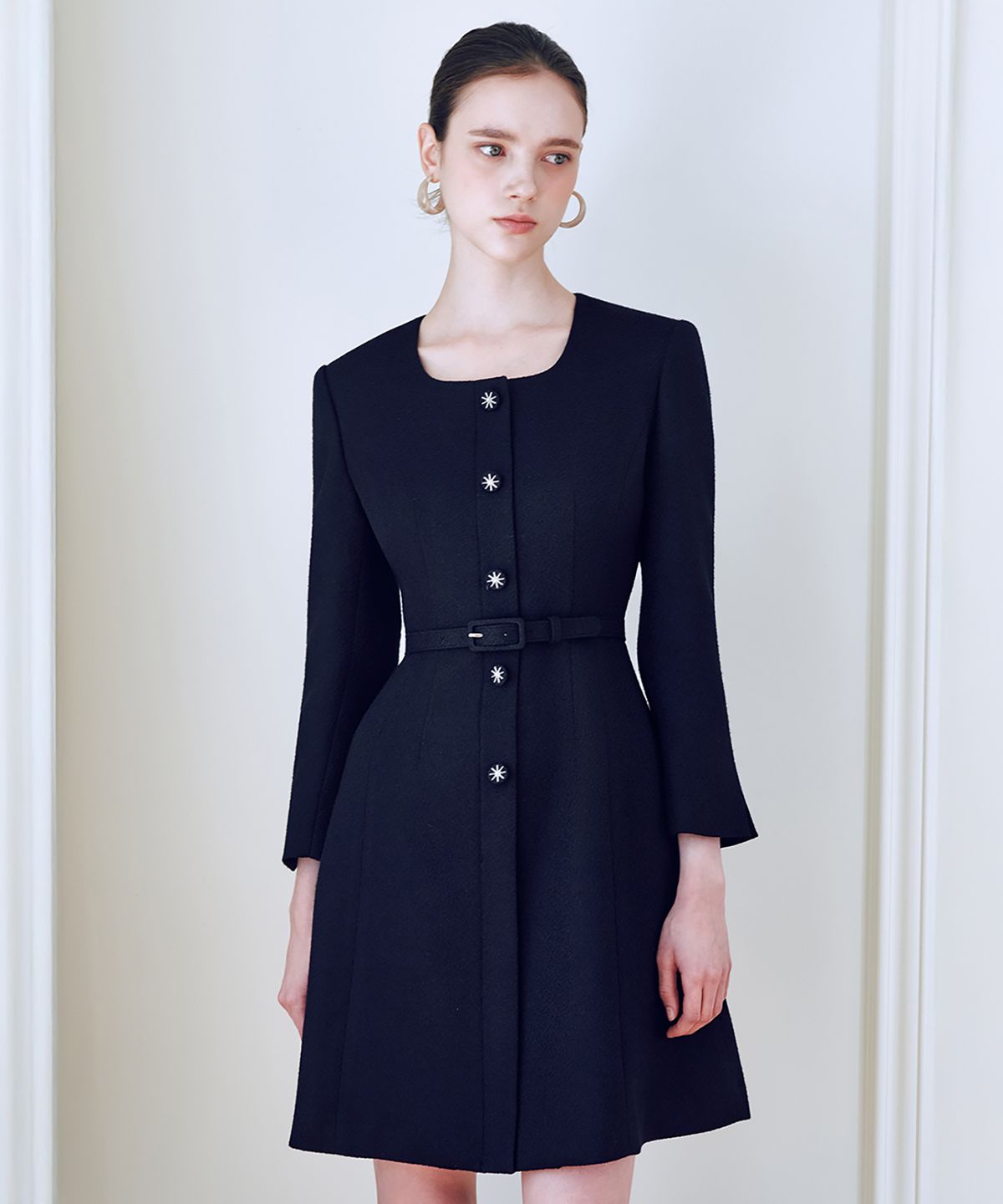 쥴리앤칼라(JULIY&CALLA) 25FW 칼라128 GBTN   엘라 트위드 원피스 딥네이비