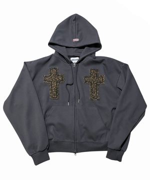 Striking Cross Sweat Hood Zip-Up ((dark gray))