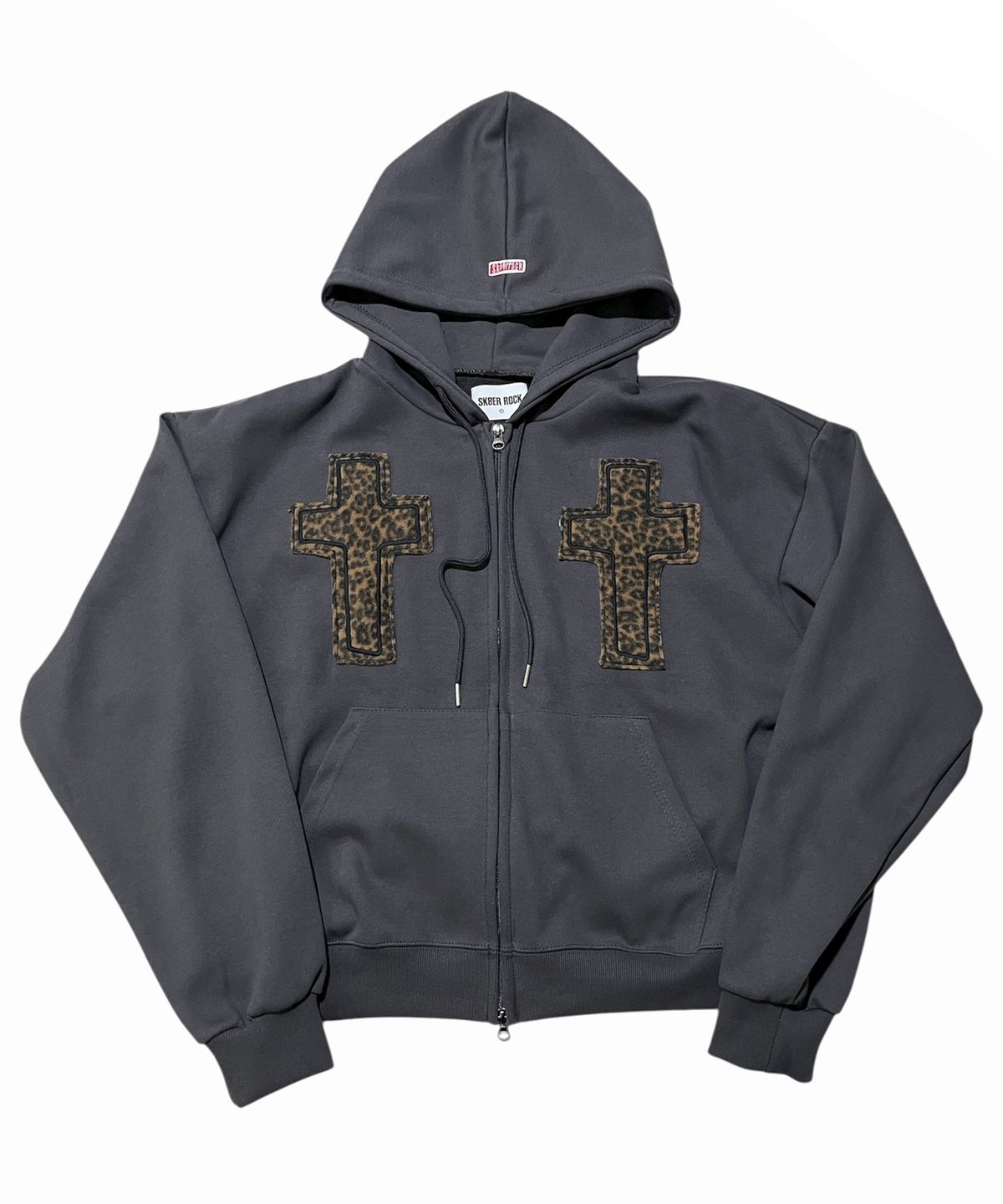 스케이터락(SK8ER ROCK) Striking Cross Sweat Hood Zip-Up ((dark gray))
