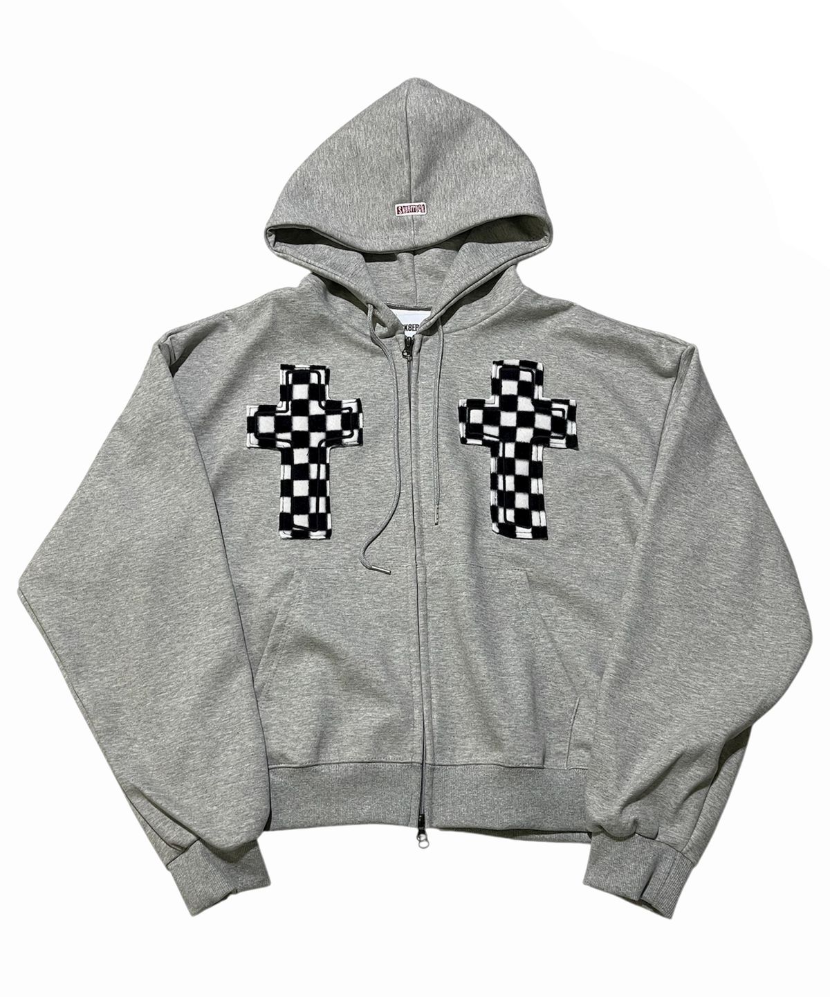 스케이터락(SK8ER ROCK) Striking Cross Sweat Hood Zip-Up ((melange gray))