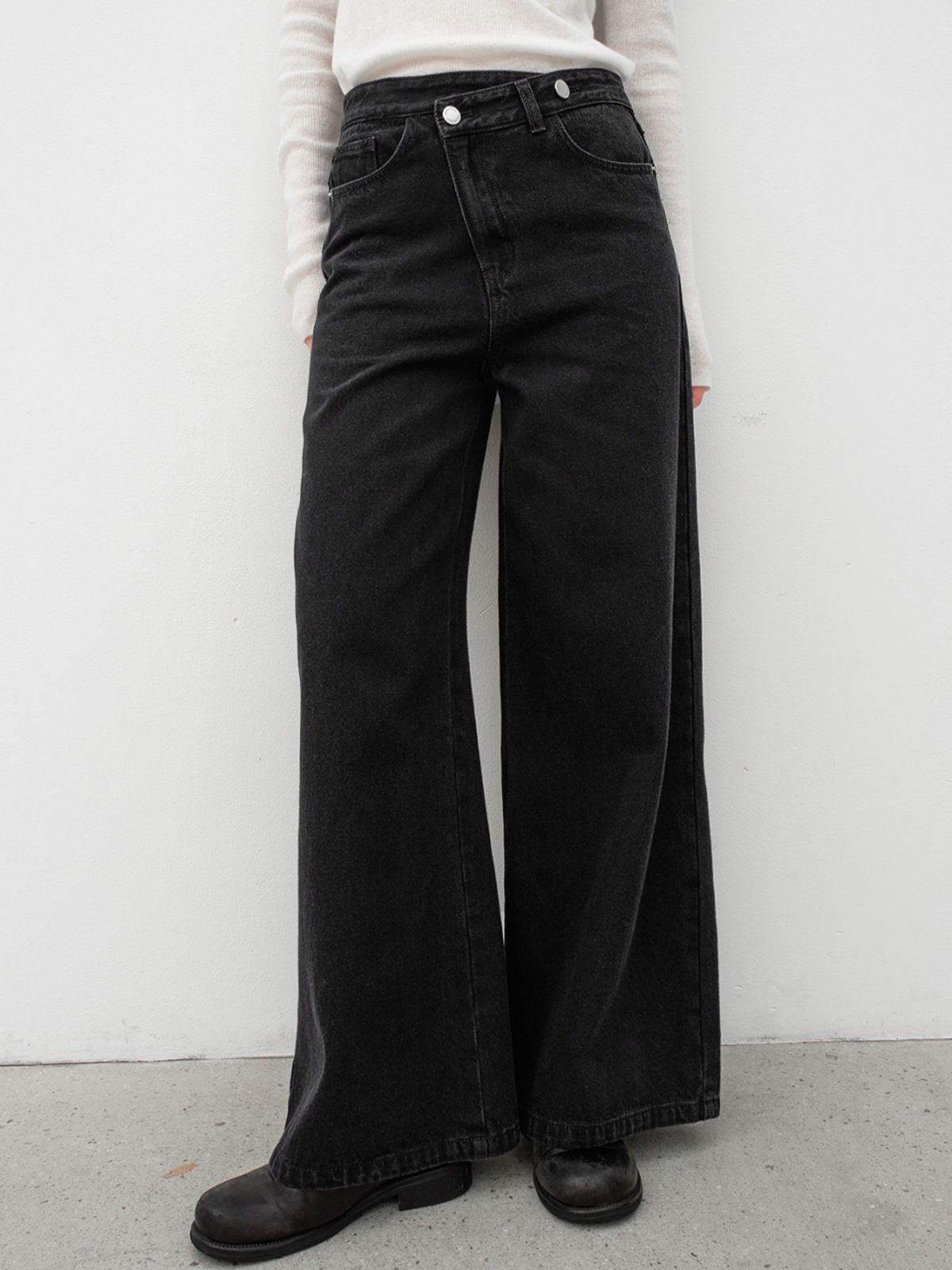 아틀리에 나인(ATELIER NAIN) TWO BUTTON UNBAL WARM DENIM PANTS(PT-5718)
