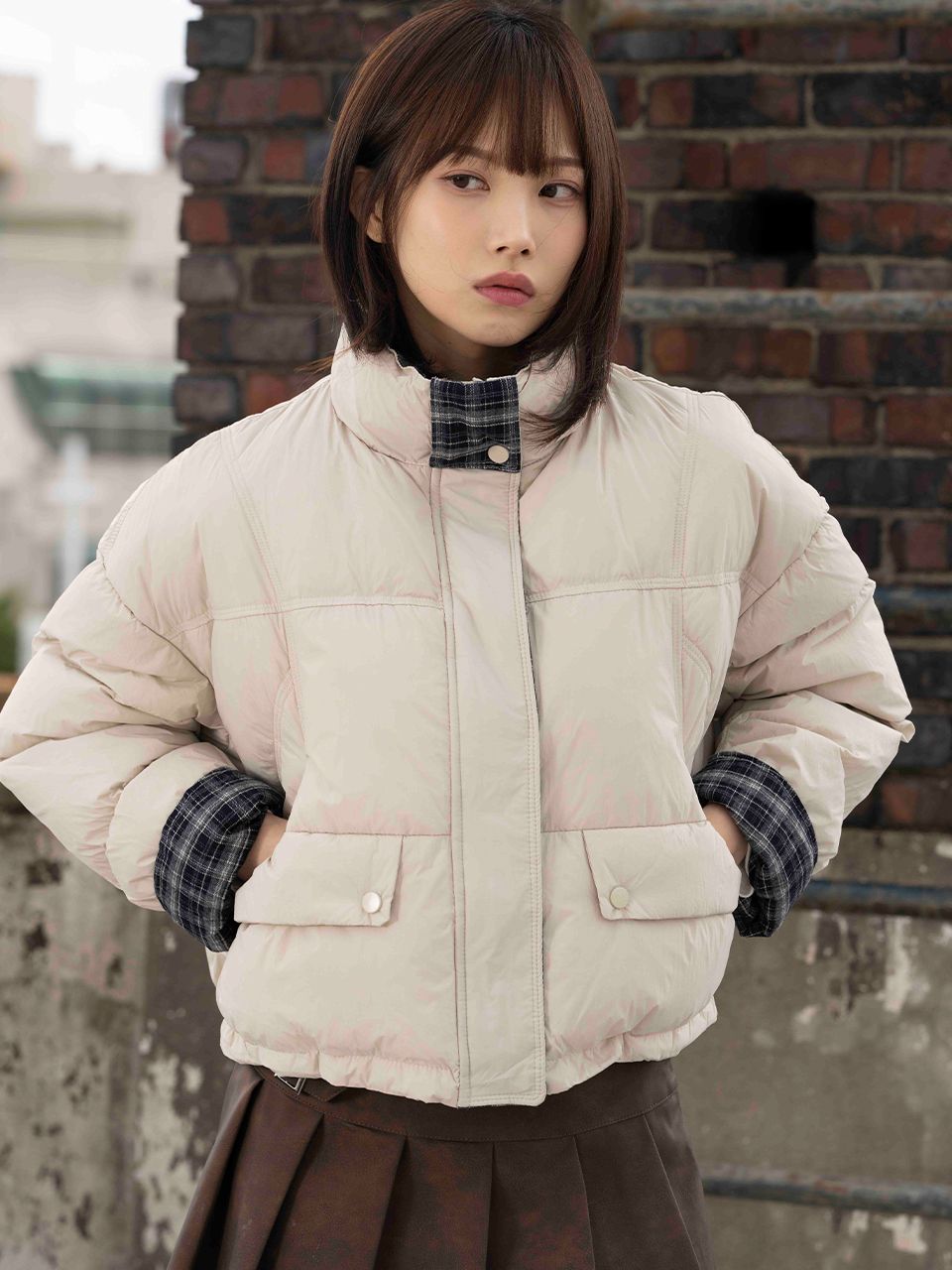 MUSINSA公式 | THE GREEN LAB チェック配色バラクラバパディング