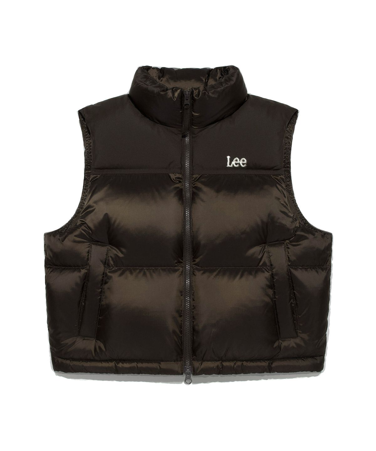 리(LEE) 우먼 릿지 크롭 다운 베스트 브라운