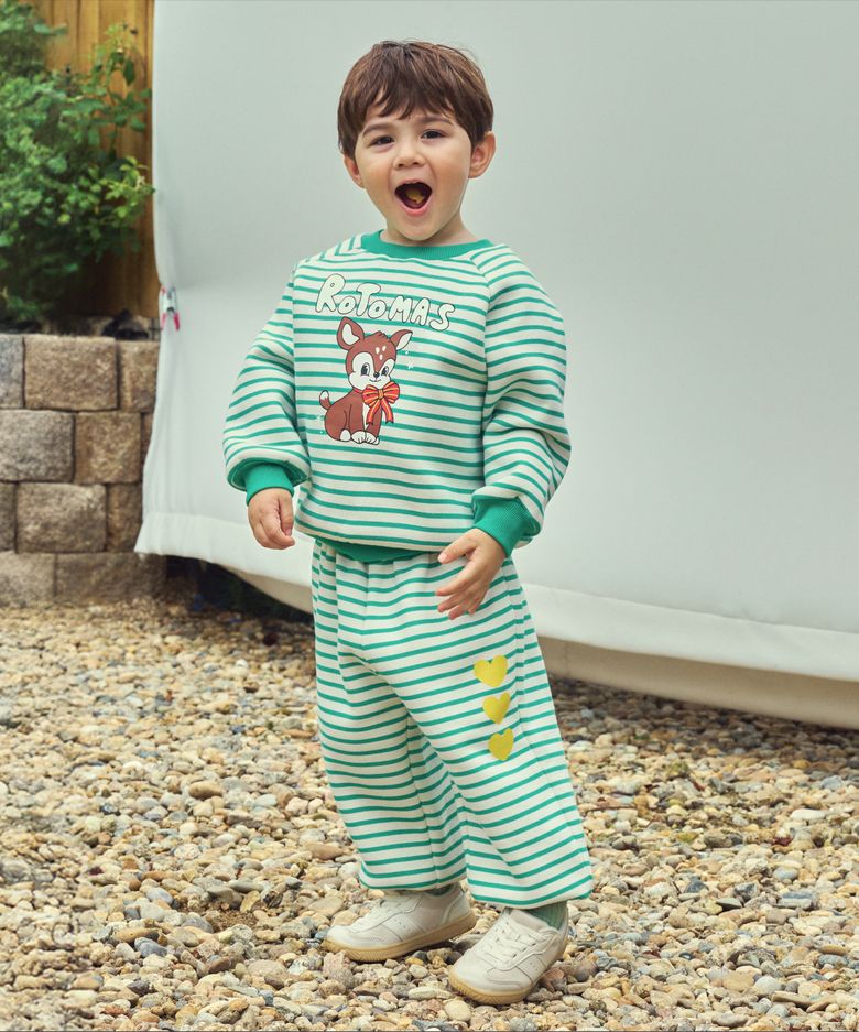 쭈리기모 스트라이프 래글런 셋업 디토 그린