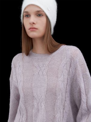 ALPCA BLEND SHEER LOOSE FIT CABLE KNIT(T-7138)