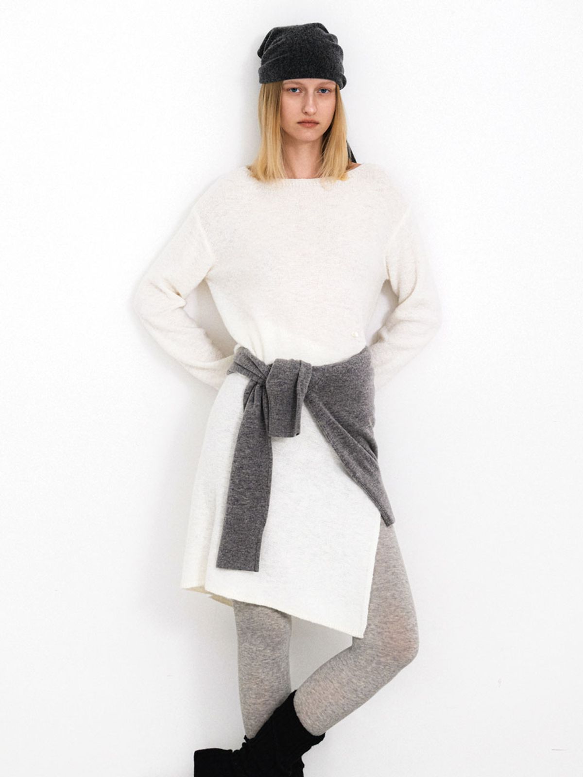 아틀리에 나인(ATELIER NAIN) BOAT NECK WOOL KNIT TOP&SKIRT SET S(OP-6312)