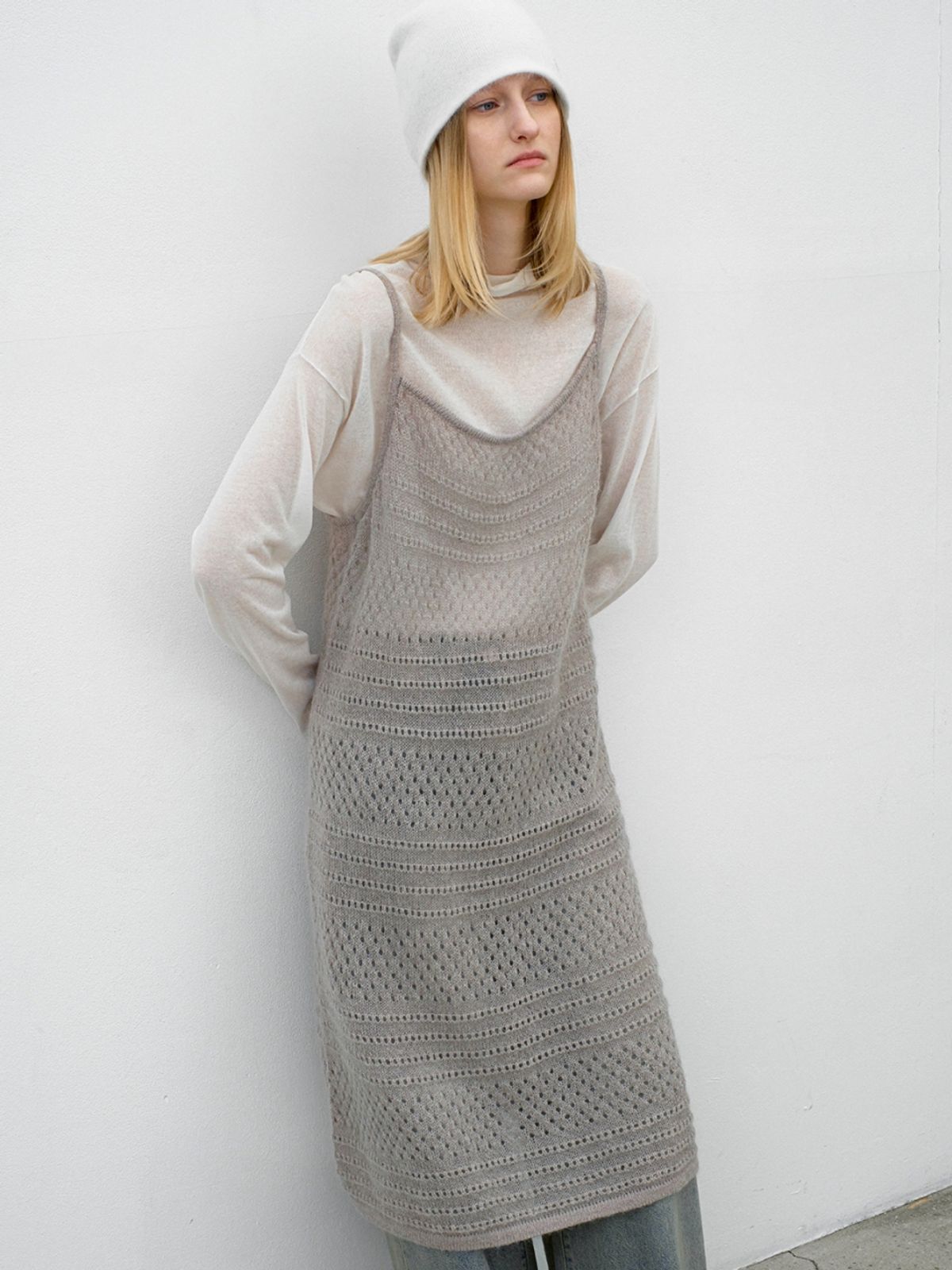 아틀리에 나인(ATELIER NAIN) SOFT MOHAIR SKASHI KNIT DRESS(OP-6308)