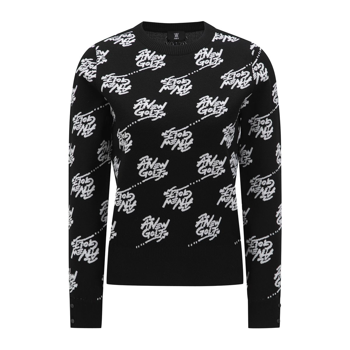 어뉴골프(ANEW GOLF) W LOGO PATTERN JACQUARD PULLOVER_BK