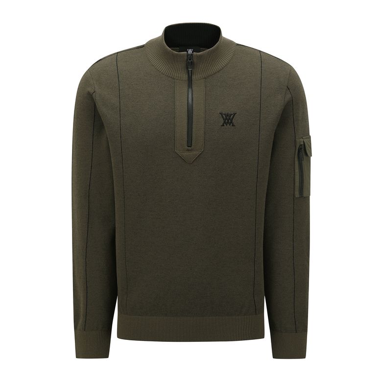 M TWO TONE HALF ZIP-UP PULLOVER_KH