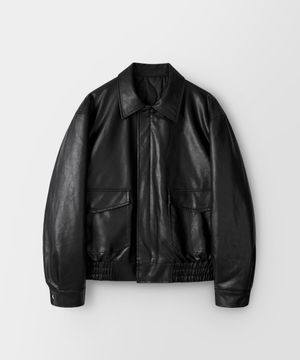 퀼팅 A-2 블루종 레더 자켓_블랙