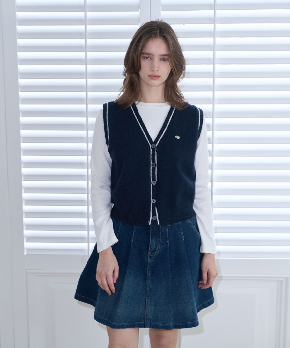 판도라핏(PANDORAFIT) Line Knit Vest (navy)