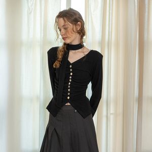 DD_Irregular buttons blouse_2color