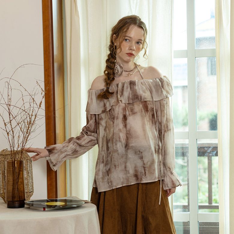 DD_Autumn maple leaf blouse_BROWN