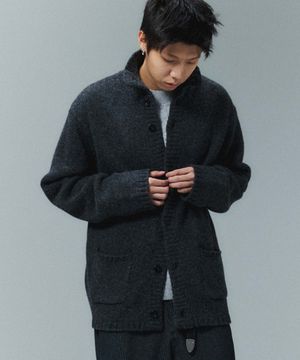 하이넥 가디건_CHARCOAL GREY