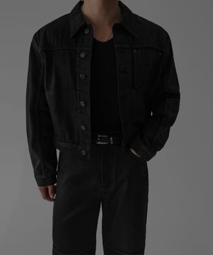 크롭 코티드 데님 트러커 자켓