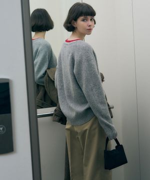 헤어리 울 브이넥 풀오버 니트 [M.GREY]