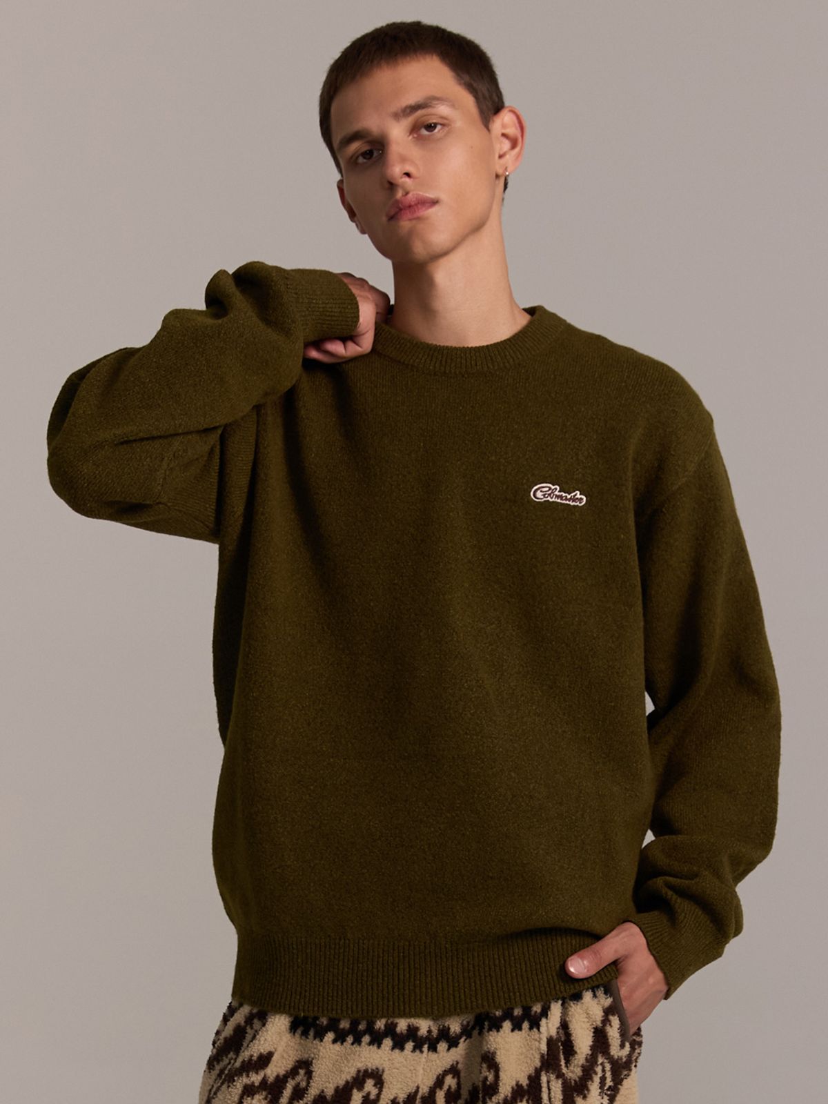 코브마스터(COBMASTER) LOGO CREW NECK KNIT [KHAKI]
