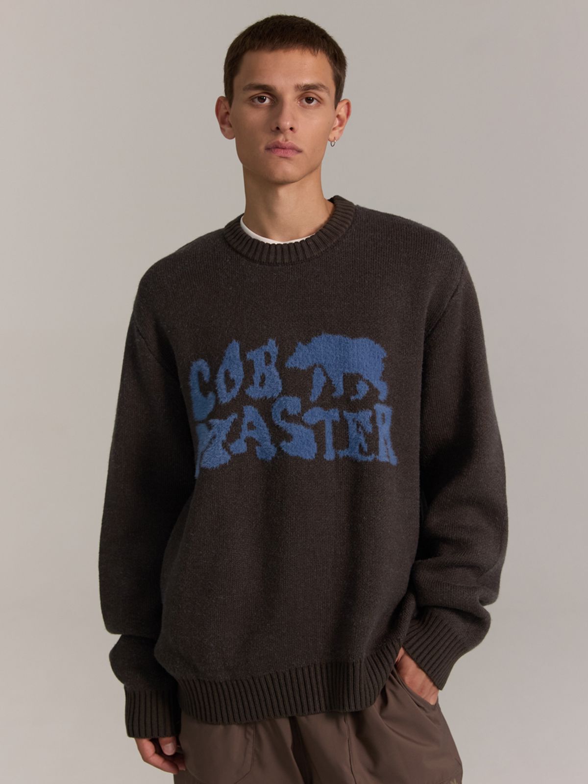 코브마스터(COBMASTER) BOUCLE ARTWORK KNIT [CHARCOAL]