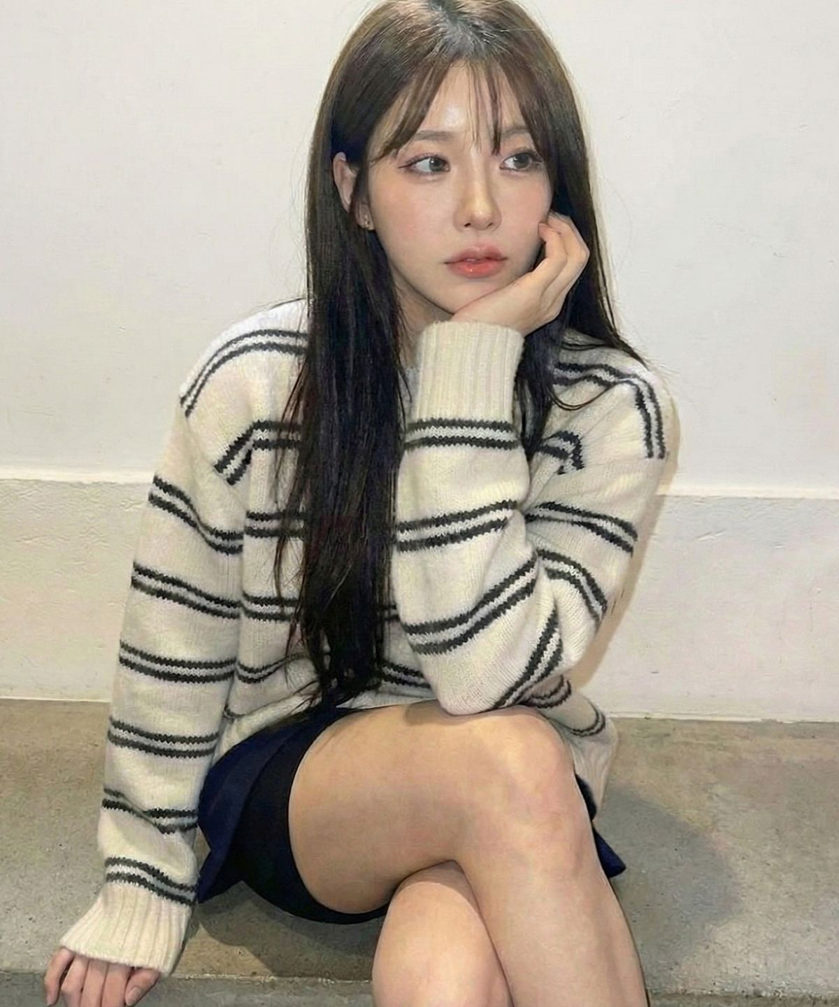 드로우핏 우먼(DRAWFIT WOMEN) 멜로우 스트라이프 풀오버 니트 [WHITE]