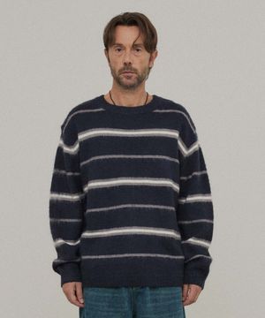 스트라이프 크루넥 니트_NAVY