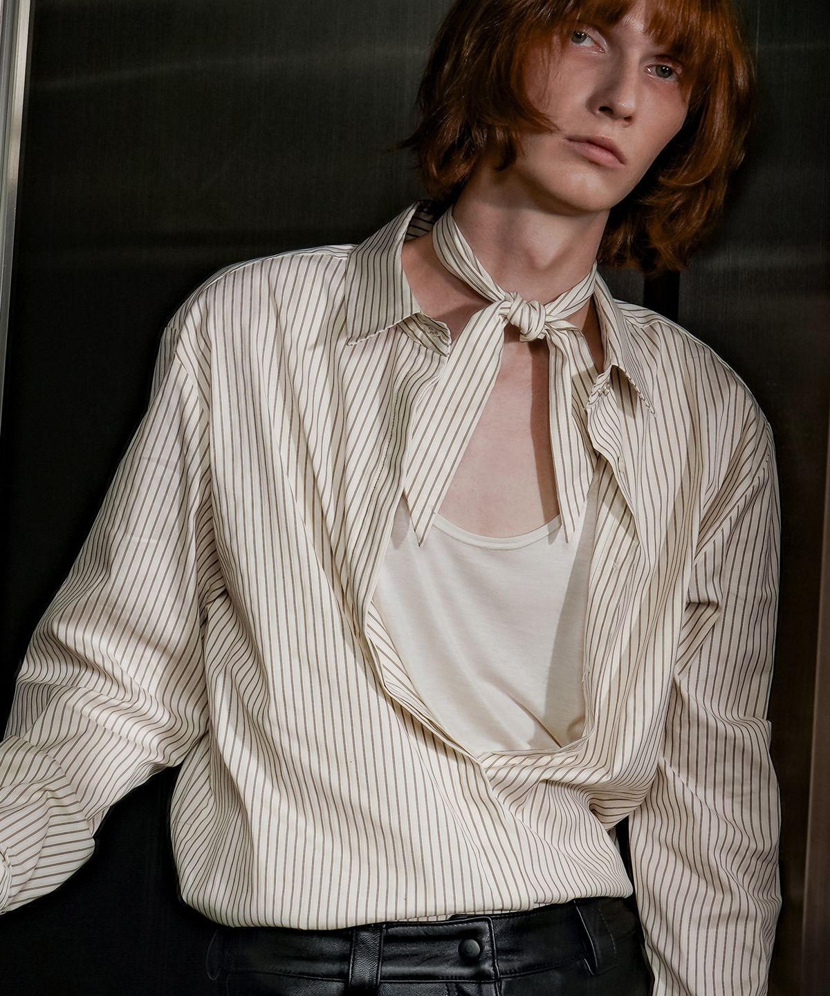 언티지(UNTAGE) 코튼 스트라이프 셔츠[Ivory(UNISEX)]_UTS-FS55