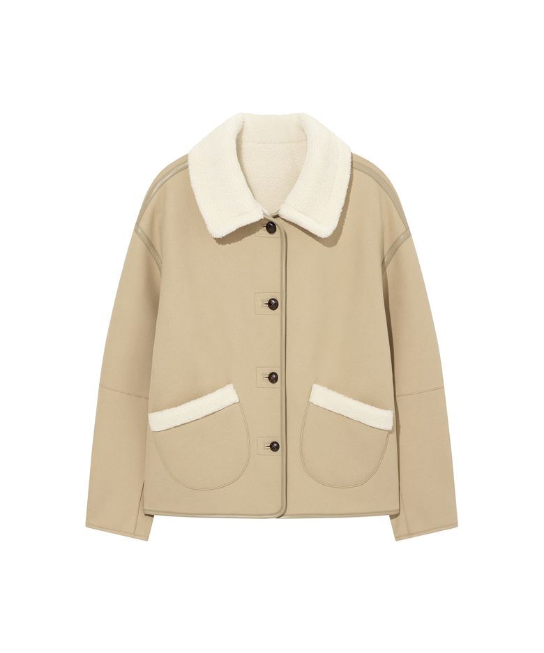 우먼 리버시블 시어링 자켓 Beige