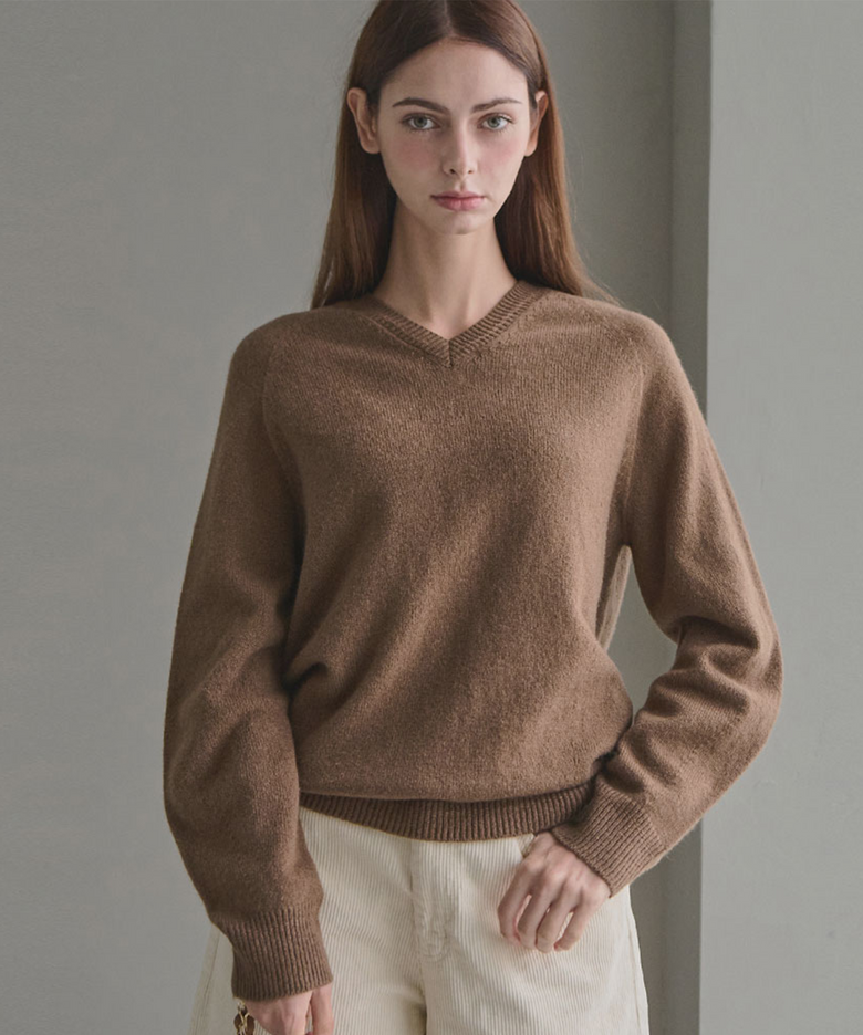 [울100%] Classic wool v-neck knit sweater_4 Colors