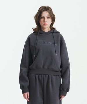 자수 기모 크롭 후디