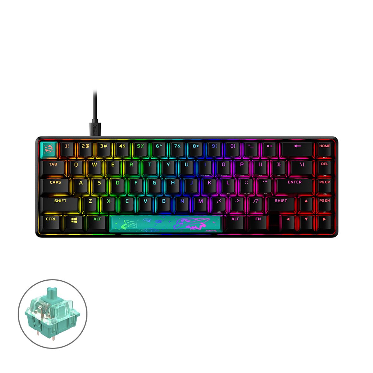 하이퍼엑스(HYPERX) 알로이 오리진 65 RGB PBT 아쿠아축 유선 게이밍 키보드