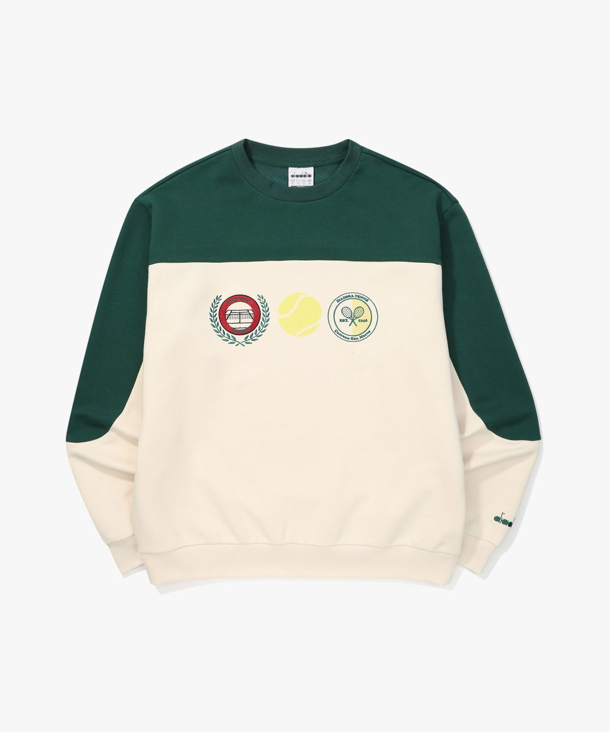 디아도라(diadora) 컬러블럭 맨투맨 OFF WHITE