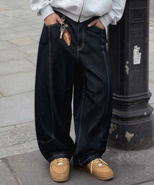 드로우 커브드 데님팬츠 (생지)