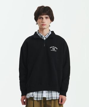 반집업 기모 스웻셔츠 블랙