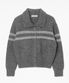 울혼방 빅카라 스트라이프 버튼 가디건_그레이