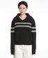울혼방 빅카라 스트라이프 버튼 가디건_블랙