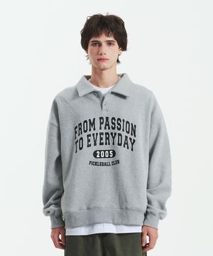 올드스쿨 카라 기모 스웻셔츠 멜란지그레이