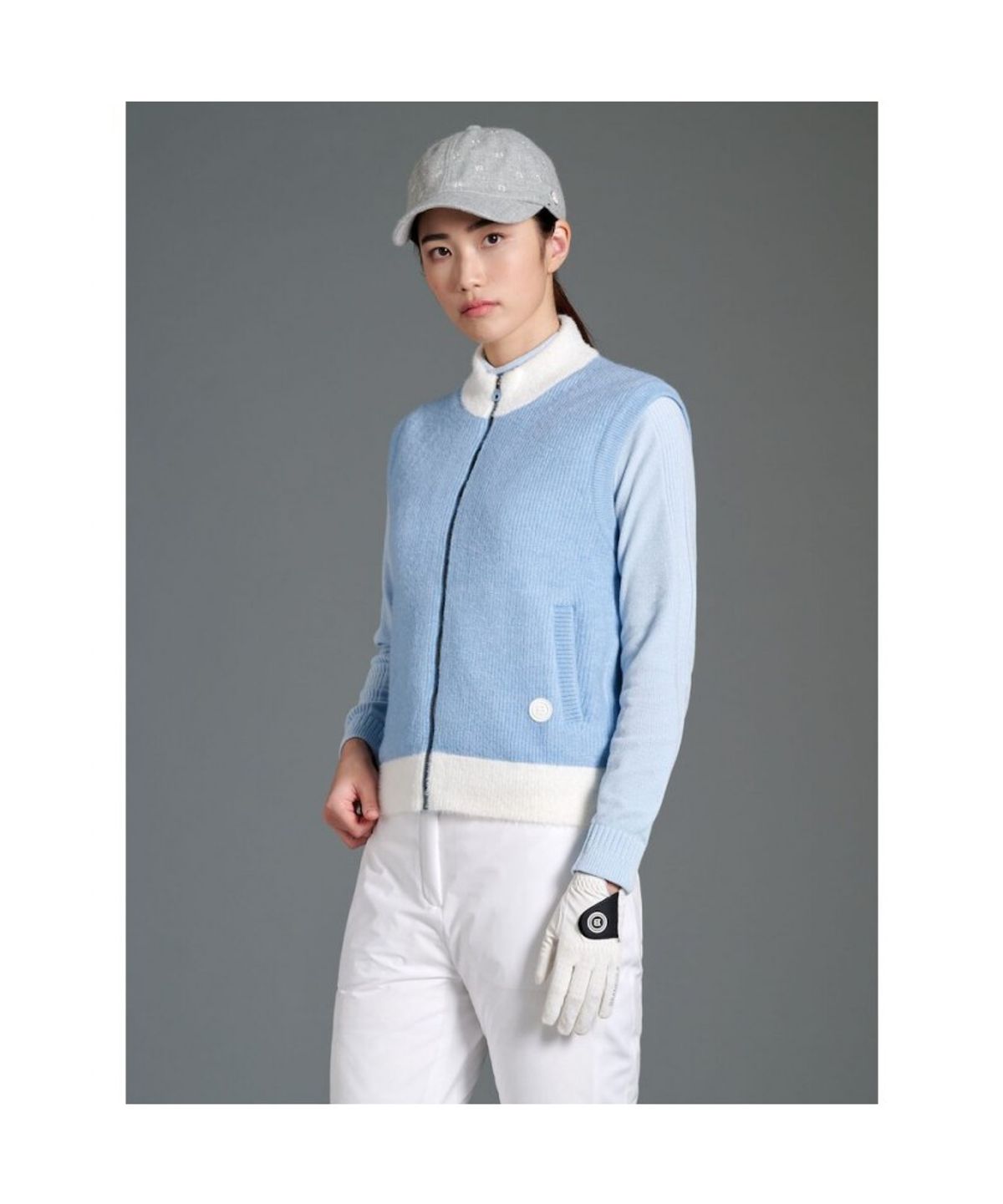 빈폴골프(BEANPOLE GOLF) 여성 방풍 풀집 베스트 - 스카이 블루