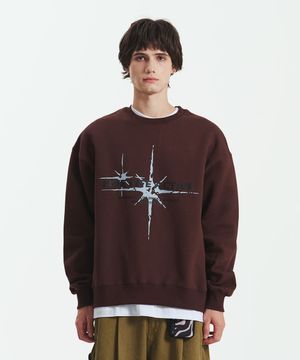 그래픽 기모 스웻셔츠 브라운