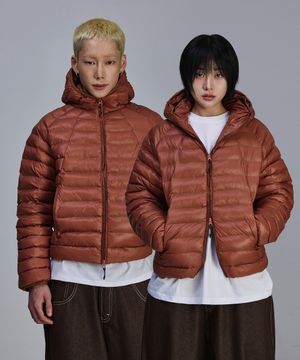 라이트 웨이트 패딩 후드 자켓[딥오렌지]