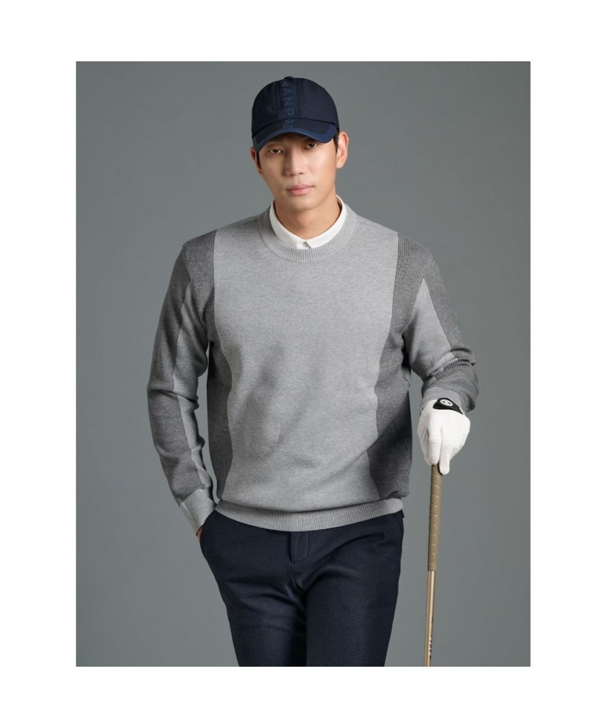 빈폴골프(BEANPOLE GOLF) 남성 사이드 스트라이프 패턴 풀오버 - 그레이