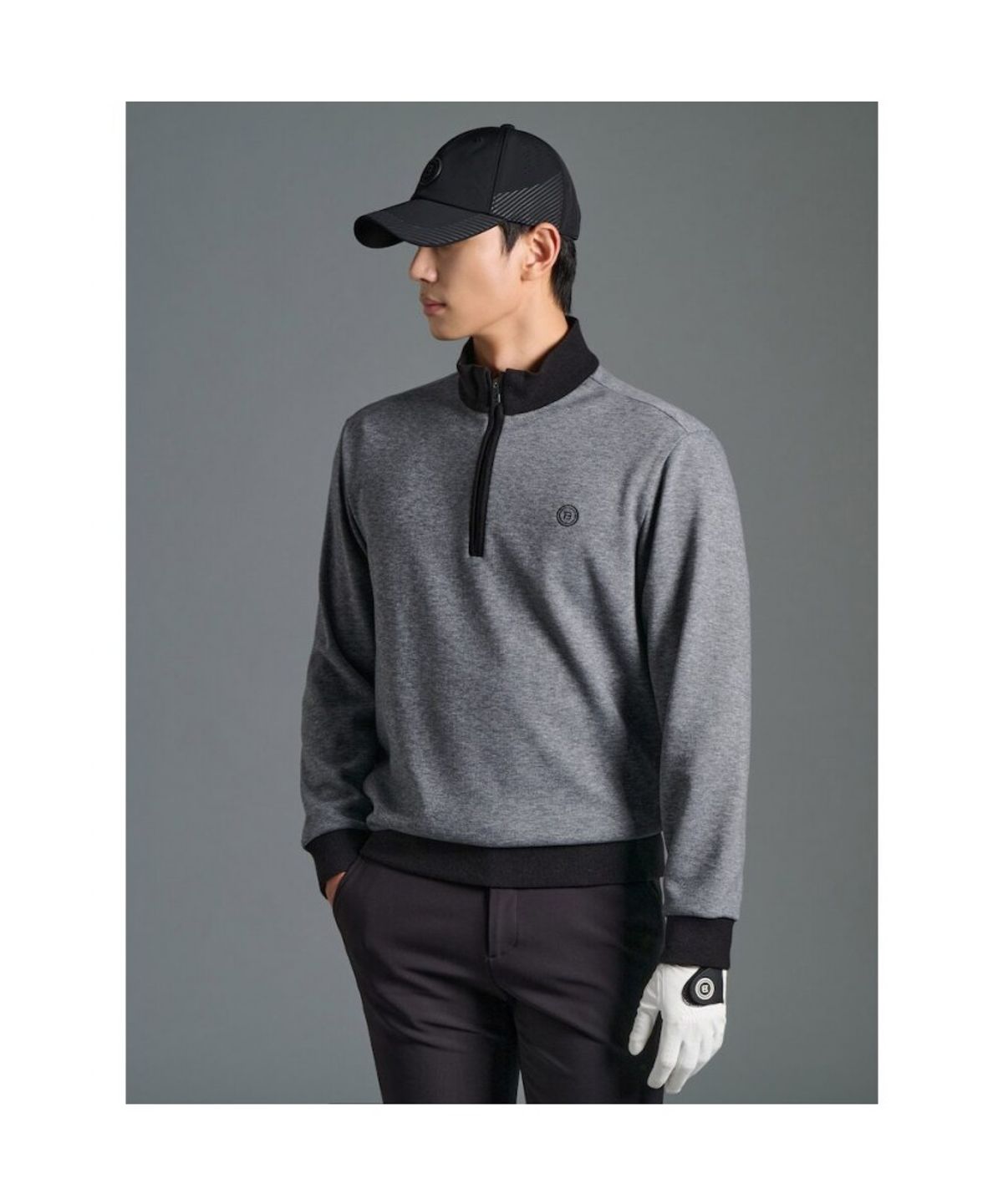 빈폴골프(BEANPOLE GOLF) 남성 니트라이크 하프 집업 티셔츠 - 애쉬