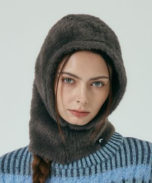 [UNISEX] 플러피 플리스 바라클라바 - 차콜블랙