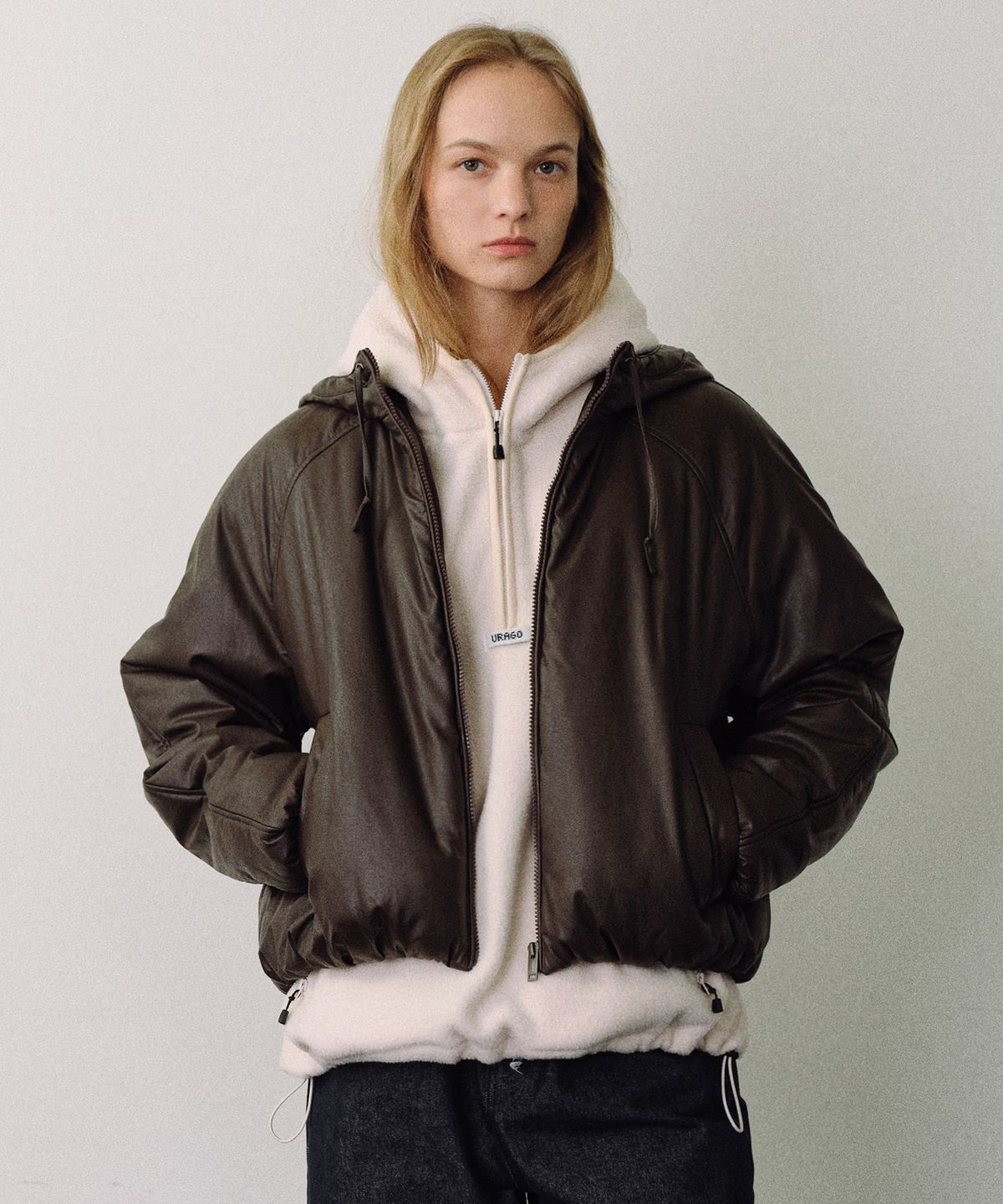 유라고(URAGO) Faux leather padded jumper