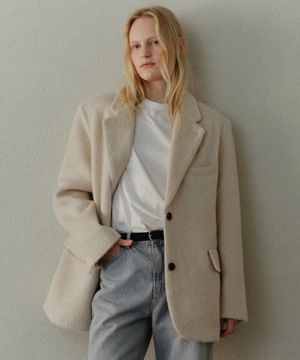 Alpaca wool button jacket