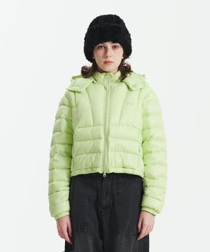 덕다운 크롭 경량패딩 옐로우리쉬 그린