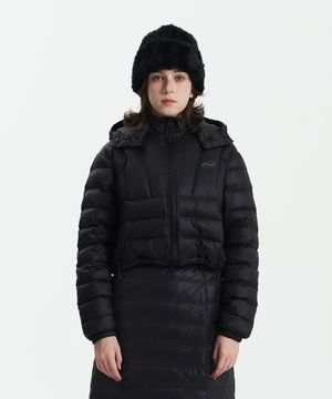 덕다운 크롭 경량패딩 블랙