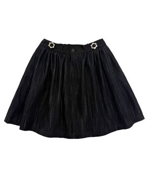 비쥬 A라인 러브 피치 플레어 데님 스커트_블랙