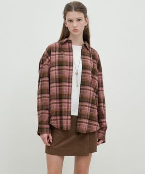 오버핏 기모 체크 셔츠 OH5WBA830